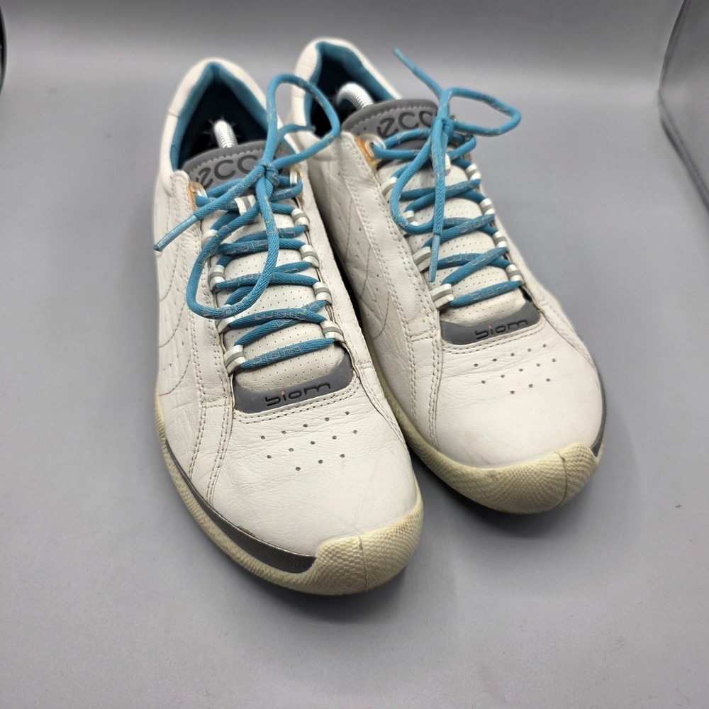 Ecco Biom Golf Shoes Womens 40 White Leather‎ Hyrdomax Spikeless Lace Up